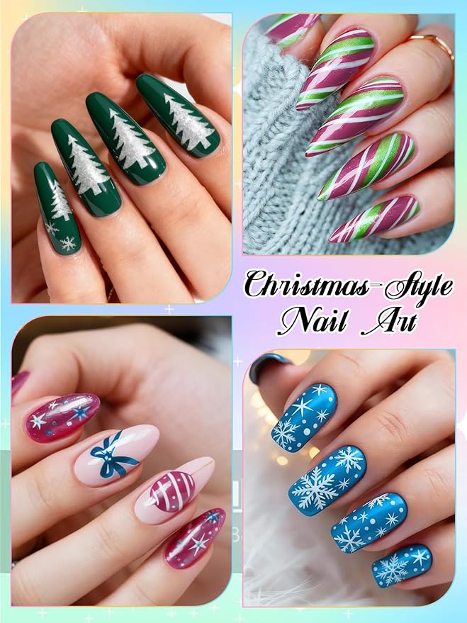 12 Color Double-Ended Nail Art Pens Set, EBANKU 3D Nail Polish Pens Quick Drying Acrylic Paint Nail Art Markers Drawing Painting Liner Nail DIY for Christmas Party