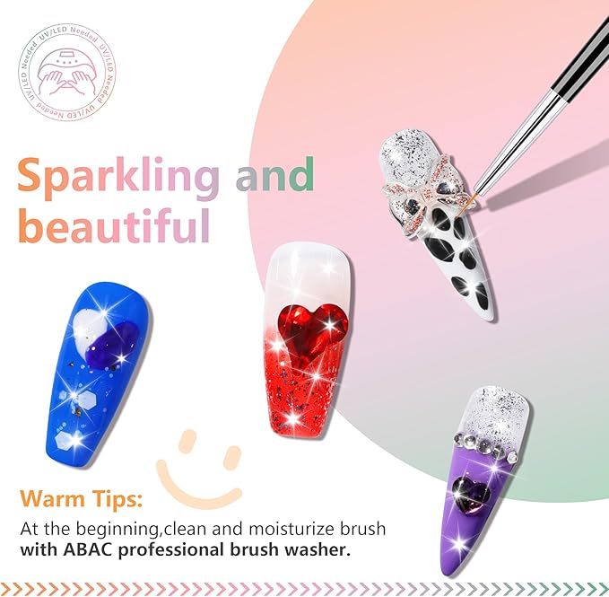ABAC 24 Color Solid Gel Nail Polish,Ombre Gel Nail Polish,Pat Paint Nail Gel- Hema-Free No-Spill Formula w/Pro Brush Christmas NYE Party Nails,DIY Gift Set Clump-Free Shimmer