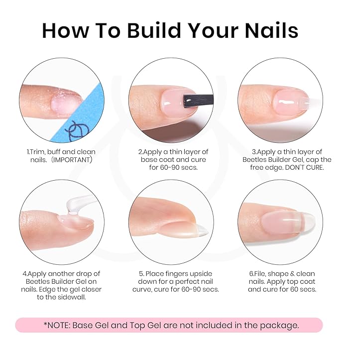 Beetles Builder Gel for Nails HEMA-Free,0.5 oz 8 in 1 White Glitter Builder Nail Gel for Thickening Apex Building Strengthener Extension LED/UV Lamp Galaxy Whispers Color DIY Salon for Begginer