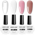JODSONE Builder Gel for Nails,4Pcs 10ML Builder Gel Set, Nail Apex and Extension Strengthener Hard Need to Cured by Nail Lamp,Clear White Pink Brown