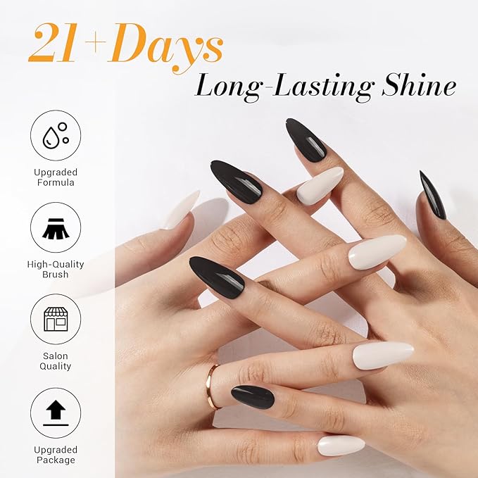 MelodySusie 2Pcs 15ml No Wipe Glossy Top Coat & Base Coat Set Long Lasting Shine Finish Soak Off UV LED Nail Lamp Nail Art Design Manicure Kit Perfect Gifts for Women Girls