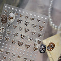 Heart Nail Stickers for Nail Art, Leopard Print Nail Decals for Valentine's Day - Retro Heart with Silver Border Design Nail Art Supplies 5D Embossed for Women Holiday Manicure Decoration Accessories