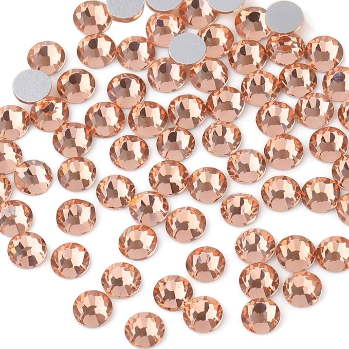 Beadsland 2880pcs Flat Back Crystal Rhinestones Round Gems for Nail Art and Craft Glue Fix,Champagne,SS6,1.9-2.1mm
