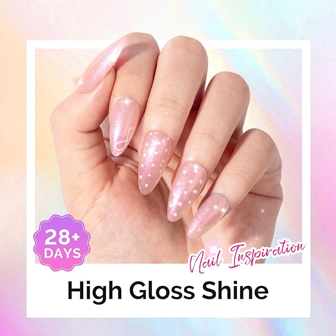MelodySusie Shimmer Pearl Pink Gel Nail Polish, 0.5fl oz Soak Off UV LED Jelly Holographic Pink Glitter Gel Polish Gift for Women Nail Art Manicure Salon DIY Nail Design Decoration at Home-G2607