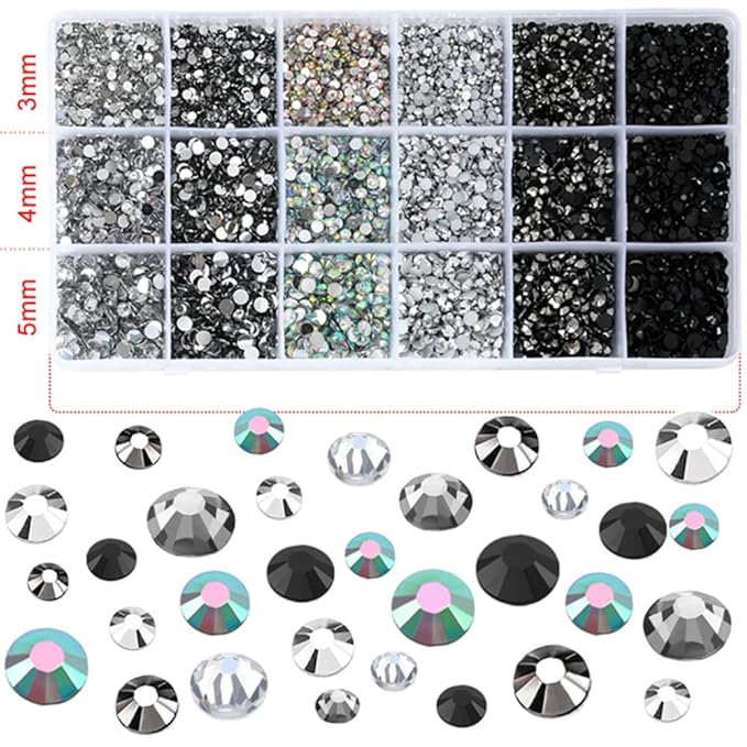 22380pcs Resin Rhinestones Set 3/4/6mm Flatback Stones Glitter Crystal Bulk for Garment Nail Art Decorations Resin Flatback Rhinestones Kit for Nail Crafts Tumbler Round Shape(LL)