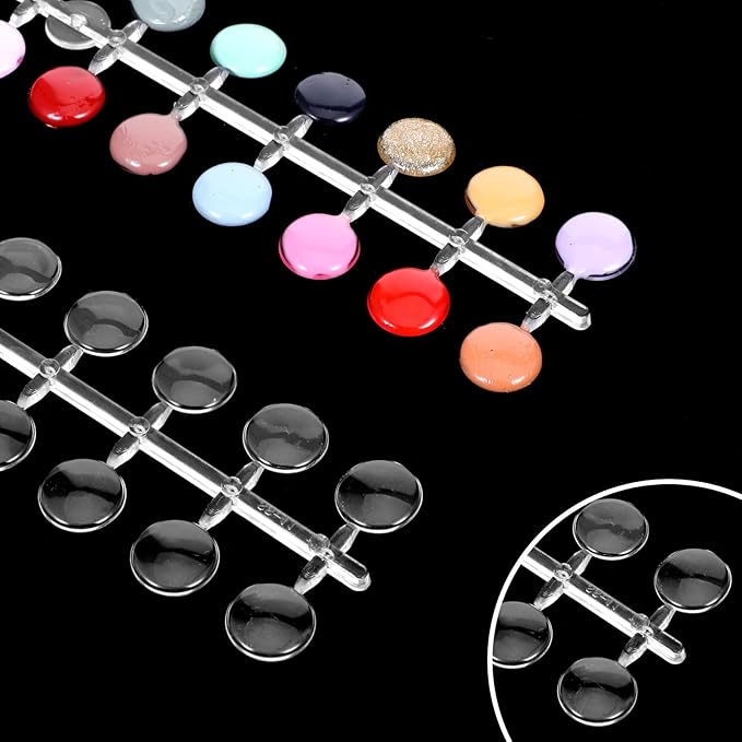 240 pcs Clear Nail Polish Swatch Dots Round False Nail Display Tips Transparent Nails Art Color Display Chart Color Sample Chart Card Sticks Colorful Polish DIY Training Practicing Displaying