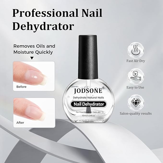 JODSONE 2Pcs 10ml Nail Dehydrate and Nail Primer Kit for U V Gel Nails Polish Professional Salons Set Superior Bonding DIY Art Design Long Lasting Gift