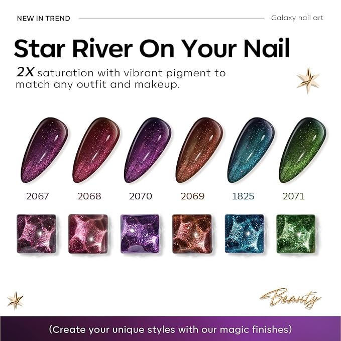 modelones Chameleon Gel Nail Polish Set - 6 Colors Winter Aurora Gel Polish Kit Blue Green Purple Red Brown Glitter Gel Polish Soak Off LED Nail Lamp Gel Nail Kit Home Gift DIY Salon for Women