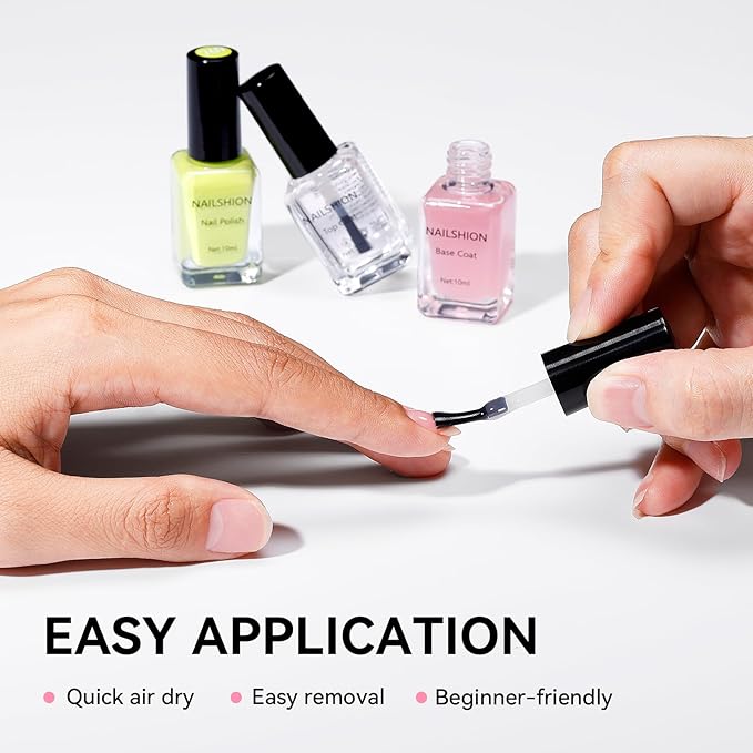 Clear Top Coat and Sheer Pink Base Coat Ridge Filler Strengthening Anti Chip Nail Polish, Non Gel, Rich in Castor Oil, Salon Quality, High Glossy Quick Dry Home DIY Nail Art Gift Set