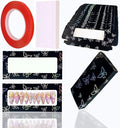 71 Pcs Empty Press on Nails Packaging Box 35 Pcs White Background Papers and 1 Double Sided Tape, Empty Nail Package Box Set for Press on Nail Business (Black)…