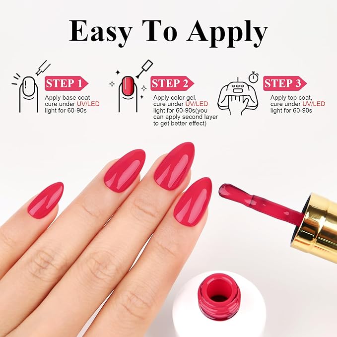 Imtiti Gel Nail Polish, Crimson Red, 15ML DIY Nail Art Kit for Women Girls - Autumn Winter Soak Off LED UV Gel Polish