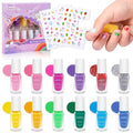 wakaniya Kids Nail Polish Set for Girls - 12 Candy Colors Safe Toddler Nail Kit with Nail Stickers, Water Based NonToxic Peel Off Quick Dry Nail Polish for Girls