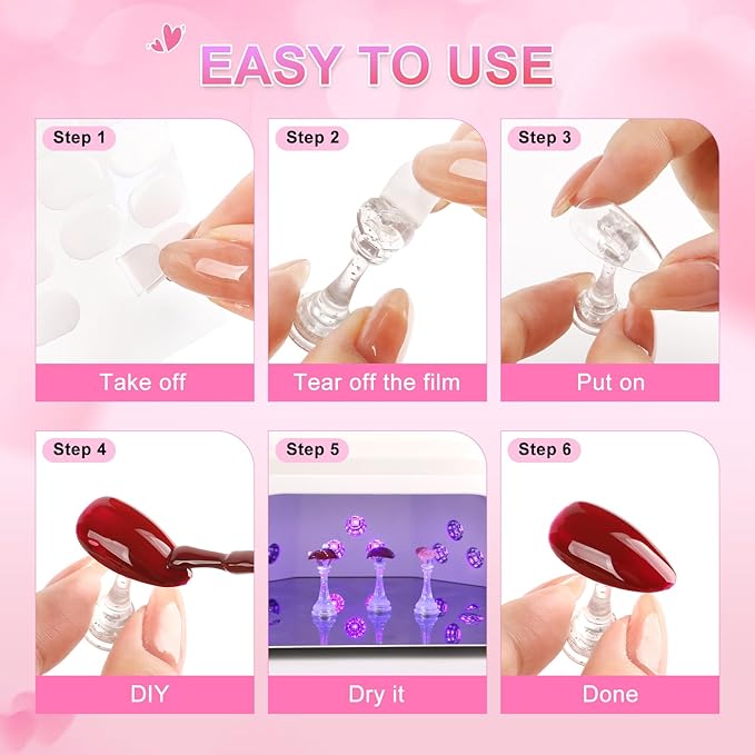 ANGNYA Nail Stand for Press Ons,Square Shape Super Magnetic Base Nail Holder for Painting Nails with 200 Pcs Reusable Double-Sided Tape for Nails Practice Nail Tools Home DIY Salon Supplies