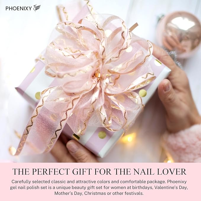 PHOENIXY 51 PCS Gel Nail Polish Kit with U V Light, 35 Colors Gel Polish with 5 Pcs Base Top Coat Manicure Starter Nail Polish Set Gifts for Women ST9012