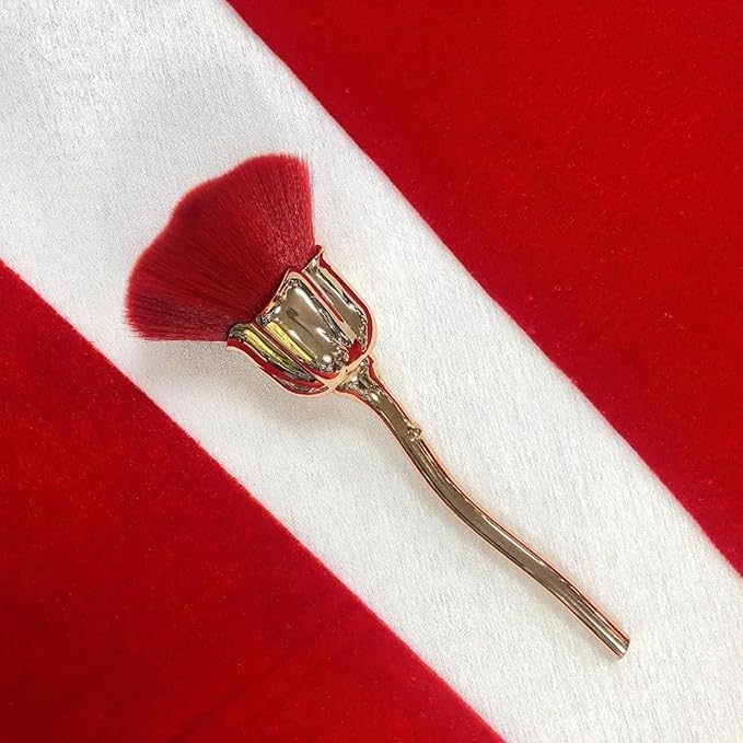 WOKOTO 2pcs Red And Gold Rose Nail Dust Brushes for acrylic nails Make Up Brush Set Nail Art Powder Remover Brushes Soft Foundation Brush Cleaning Dust Cleaner Brush For Nails Trimming Cleaning Tools