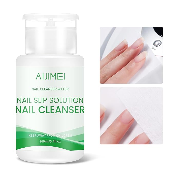AIJIMEI 2in1 Poly Extension Gel Slip Solution 160ml Pump Bottle Nail Poly Gel Slip Solution For Nail Art Extensions, Nails Gel Cleanser Quick Cleaning Surface Floating Gel Smooth & Glossy Results