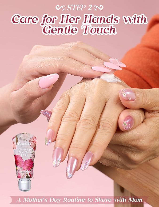 Beetles Mani Time with Mom Mother’s Day Gift Box, 12 Gel Nail Polish Colors with Nail Lamp, HEMA Free & TPO Free Complete Manicure Kit, Shea Butter Hand Cream, Premium Keepsake Gift Box for Mom
