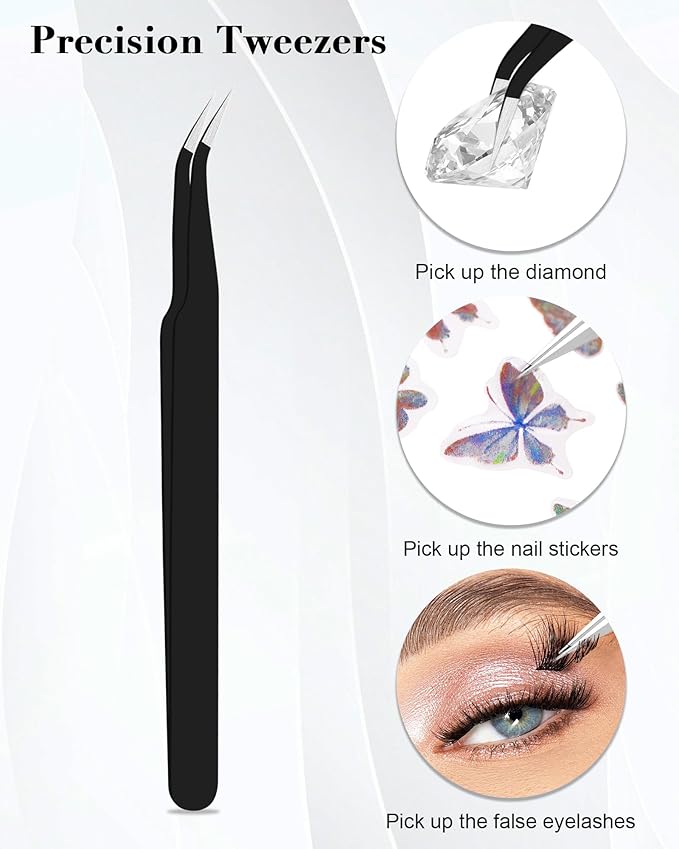 Rhinestone Picker Tool, 2 Rhinestone Tool Dual-Ended Wax Pen with 4PCS Replaceable Wax Tips and 1 Tweezers for DIY Nail Art Tool (Pink & White)