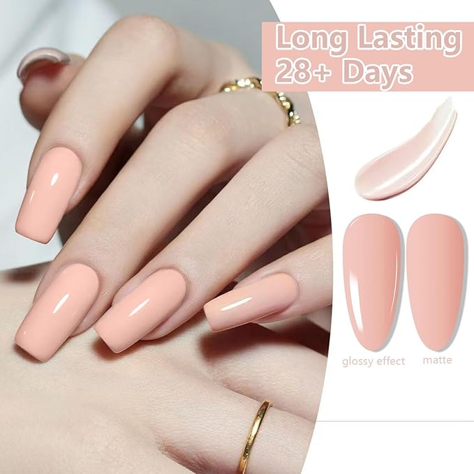JODSONE Gel Nail Polish 16.5ml Light Nude Gel Polish Nail Soak Off U V LED Nail Lamp Art Manicure Salon DIY Home Gift for Women Girls