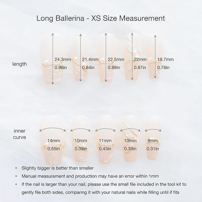 [GLORS] Luxury Pearl Press-on Nails, Long Ballerina Shape, Gold Accented Artificial Nails Set, Handmade False Nail 10 Pieces (XS, LS)