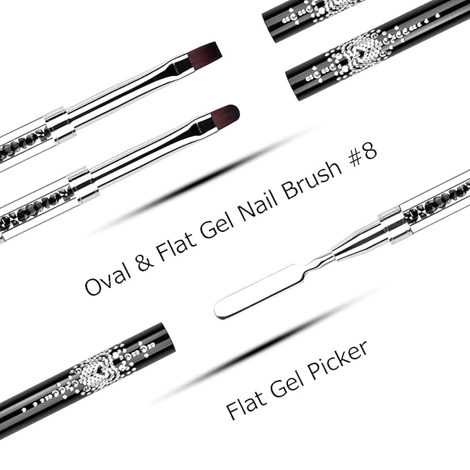 2Pcs Polygel Nail Brush & Picker, Dual-ended Oval & Flat Gel Nail Brushes Polygel Slice Tool for PolyGel UV Builder Gel Nails Extension