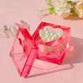 Nail Dappen Dish with Lid, Square Crystal Monomer Dish for Acrylic Nails, Monomer Holder Container for Holding Acrylic Liquid & Powder, Glass Crystal Cup for Acetone Nail Decor (Pink)