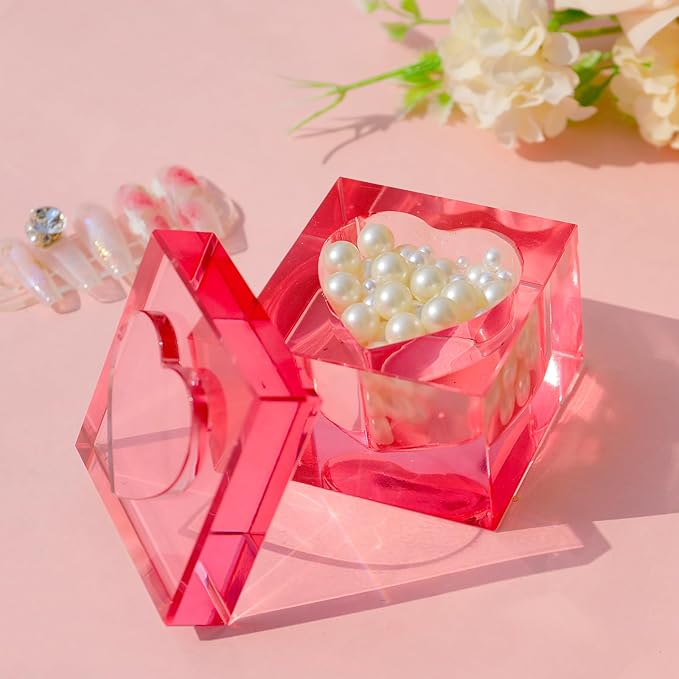 Nail Dappen Dish with Lid, Square Crystal Monomer Dish for Acrylic Nails, Monomer Holder Container for Holding Acrylic Liquid & Powder, Glass Crystal Cup for Acetone Nail Decor (Pink)