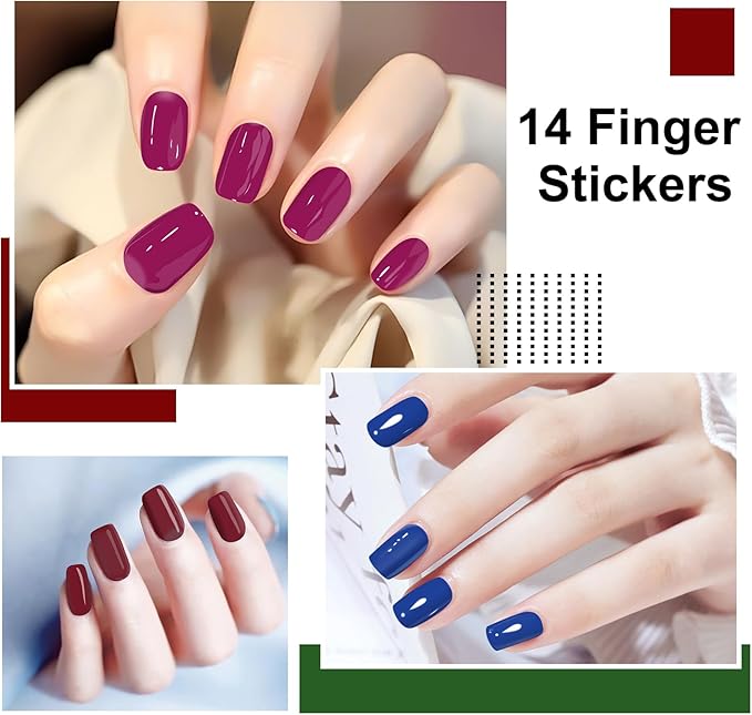 SILPECWEE Nail Polish Strips, 16 Sheets Dark Nail Polish Stickers Full Nail Wraps Self Adhesive Nail Stickers Gel Nail Strips Fingernail Nail Art Sticker Nails for Women with Nail File