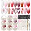 PEACECOLOR Sponge Patting Nail Gel Polish, 9 Colors Painting Ombre Gel with Sponges Beginner Friendly Gradient Nail Art Beauty Gift Sets