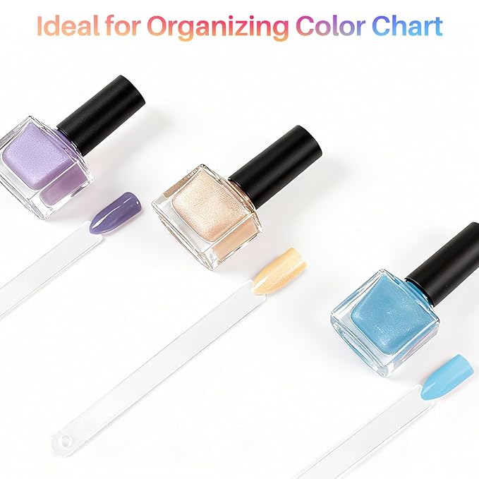 200PCS Nail Swatch Sticks - Clear Nail Color Swatches with Ring Acrylic Fan Shape Nail Polish Sample Swatches Nail Practice Stick Gel Polish Display Stick for Technician Beginner Home Salon Use