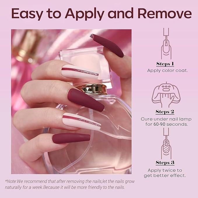 modelones Gel Nail Polish- 6 Colors Pink Brown Burgundy Red Gel Polish Set Peach Pastel Pink Nail Polish Kit Soak Off Manicure Set Nail Art Gift for Women DIY Home Salon