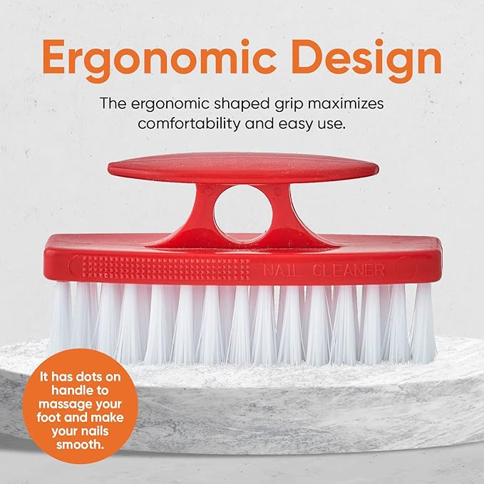 Superio Nail Brush Set (6 Pack) Cleaner with Handle, Durable Brush Scrubber to Clean Toes, Fingernails, Hand Scrubber All Surface Cleaning, Heavy Duty Scrub Brush Stiff Bristles (Red- White- Blue)