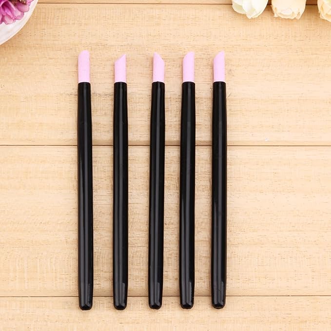 Yimart 5PCS Stone Sanding Nail File Tools Nail File Cuticle Remover Trimmer Buffer Pedicure Pen Washable Manicure Tool Nail Salon Makeup Cosmetic Tool (5PCS Stone Sanding)