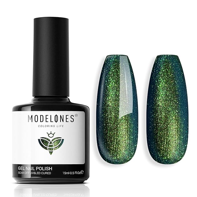 modelones Glitter Gel Nail Polish Pastel Green Gel Nail Polish Soak-Off UV Gel Polish - 28+ Days Long-Lasting Salon-Quality Nail Art for Spring & st patricks day decorations DIY Manicure & Gift 15ML