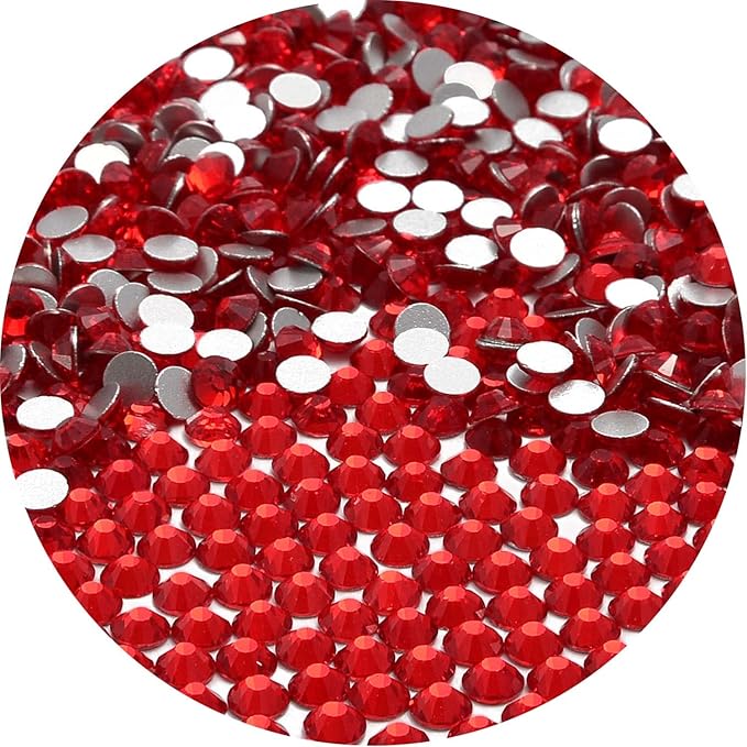 NCB 2000pcs Flatback Round Glass Nail Art Rhinestones Crystal for DIY Making Accessories Shoes, Clothes, Face Art, Bags, Manicure (Siam, SS8 2000pcs)