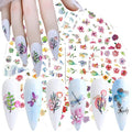 24 Sheets Flowers Nail Art Stickers, Holographic Floral Leaf Butterfly Nail Water Transfer Decals Design, Flower Nail Art Sticker Supplies for Women Girls Manicure Charms Decorations, Resin Nail Decal