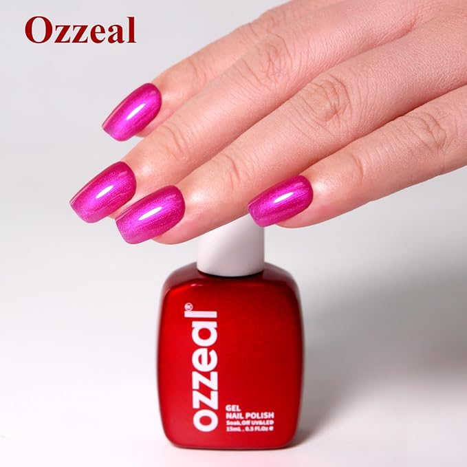 Pearl Gel Nail Polish,Rose Pink Glitter Pearl Gel Nail Polish Sparkle Shimmer Fall Winter Soak off LED UV for Art DIY Manicure 15ML