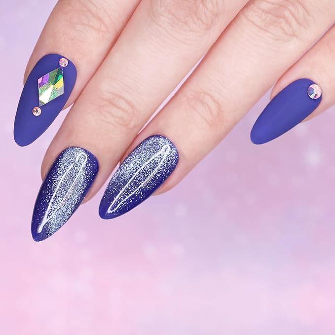 Daily Charme C06 Nebelung Original Velvet Cat Eye Magnetic Gel Nail Polish 15ml, Soak Off UV Led Gel Nail Polish Set, Home DIY/Nail Salon Manicure (Blue)