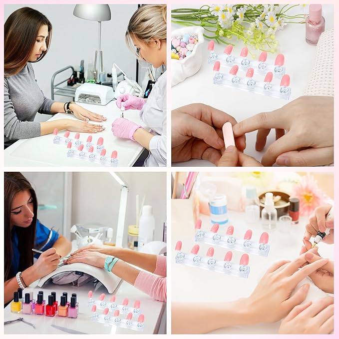 Nail Stand Nail Holder for Painting Nails 2 Sets Press on Nails Stand Display with 96 Pcs Reusable Adhesive Putty Clay Magnetic Acrylic Nailss Art Tools Accessories for DIY Salon Supplies Transparent
