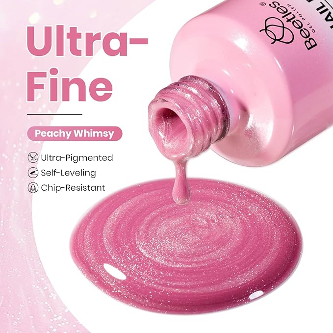 Beetles Peachy Whimsy Pink Cat Eye Gel Nail Polish - 15ML Glitter Pink Cat Eye Spring Gel Polish Magnetic Shimmer Effect Soak Off UV Nail Art Design Salon DIY Manicure Gift for Women
