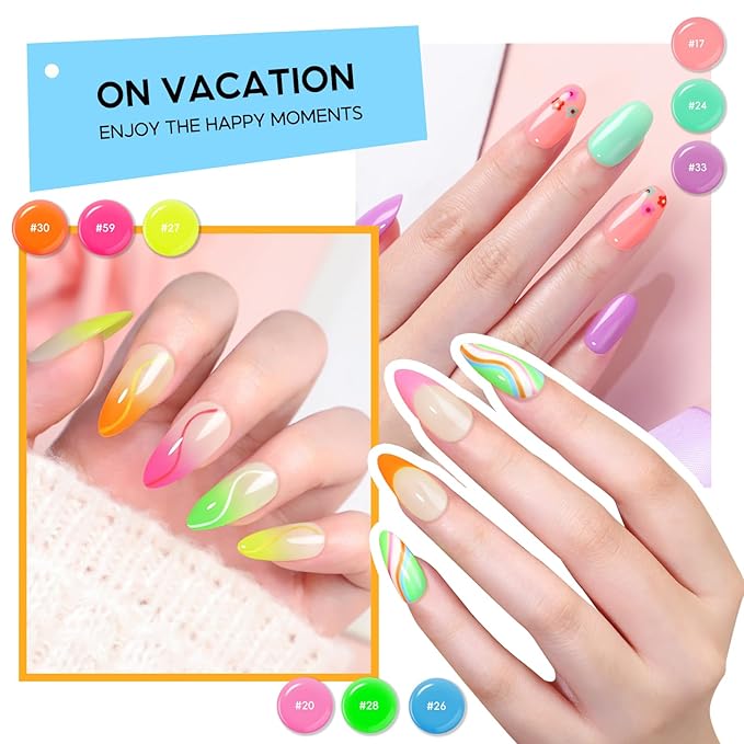 COSCELIA 60PC Gel Nail Polish Kit with U V Light 55 Colors Gel Polish 5PC Top Base Coat Nail Decorations Winter Spring French Gels Manicure Kit Salon DIY at Home Valentines Day Gifts for Women