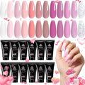 Beetles Poly Nail Extension Gel Kit 12Colors Clear Pink Purple Brown Glitter Neutral Poly Nail Gel Kit Jelly Gel Quick Building Nail Enhancement Manicure Kit DIY New Year Gifts beetles vday gifts