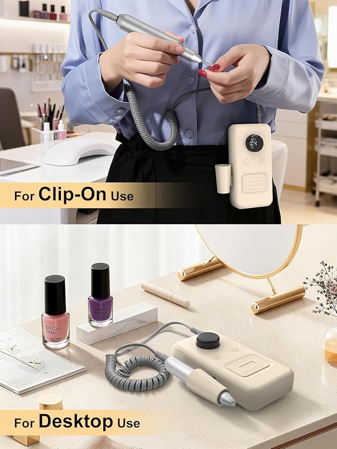 COPPA Portable Nail Drill, NDK106 Electric Nail Drill Professional Kit with 12 Bits 31 Sanding Bands, 45000RPM Rechargeable Nail Drills Machine for Acrylic Nails Gel Polishing Removing, Home & Salon