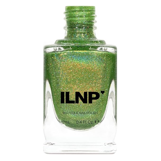 ILNP 1UP - Lime Green Holographic Nail Polish, Chip Resistant Manicure, Long Wear Nail Lacquer, Smooth & Glossy Finish, Non-Toxic, Vegan, Cruelty Free, 12ml