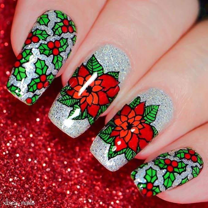 Whats Up Nails - B034 Deck The Nails Stamping Plate for Christmas Winter Nail Art Design