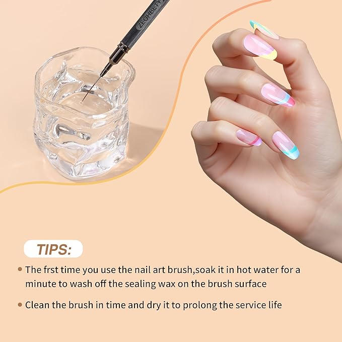 Wooden Nail Art Brushes, 5Pcs Nail Art Liner Brushes, Painting Art Design Brush Set Nail Dotting Drawing Tool for Long Lines, Thin Details, Fine Drawing Sizes 6/9/12/15/18mm, Grey