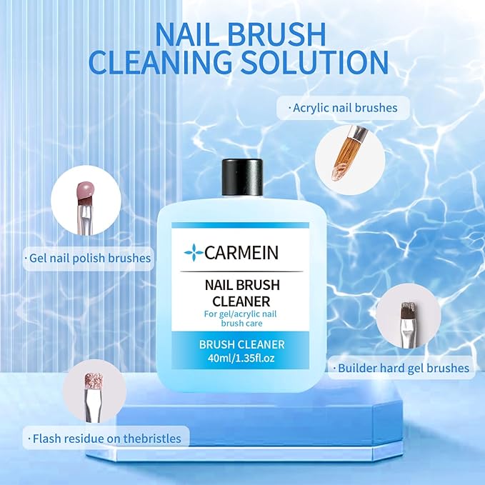 Nail Cleaner & Brush Cleaner & Gel Nail Polish Remover, 40ml/1.35fl.oz Must-Have Nail Care Trio