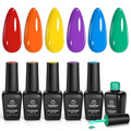 Beetles Rainbow Gel Polish Set - 6 Colors Red Yellow Blue Orange Green Purple Polish Rainbow Flag Gel Nail Polish Kit Spring Soak Off UV Nail Art Design Salon DIY Manicure Gifts for Women Girls