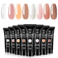 ROSALIND Poly Nail Gel Set, 8 Colors 10g Clear Nude Poly Extension Gel Nail Set, Glitter Shiny Poly Nail Gel Kit Builder Nude Gel Extension Kit for Nail Art Design Easy DIY Gift for Women