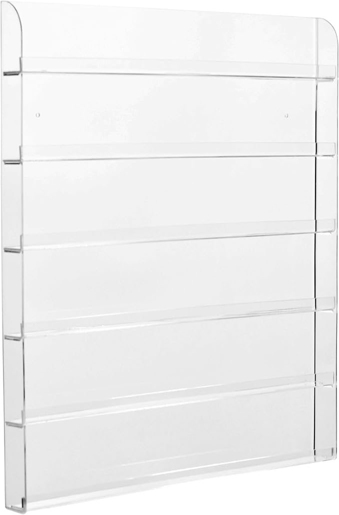 AMT Acrylic Nail Polish Racks for the Wall. CLEAR Nail Polish Display. Essential Oils Organizer. Holds up to 96 Btls. Plus a Microfiber Cloth for Cleaning Purposes (6 Tier /2 Pack)